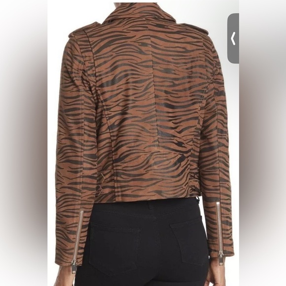 NWT $798 WALTER BAKER Liz 100% goat Leather Jacket. Brown zebra - Picture 4 of 4